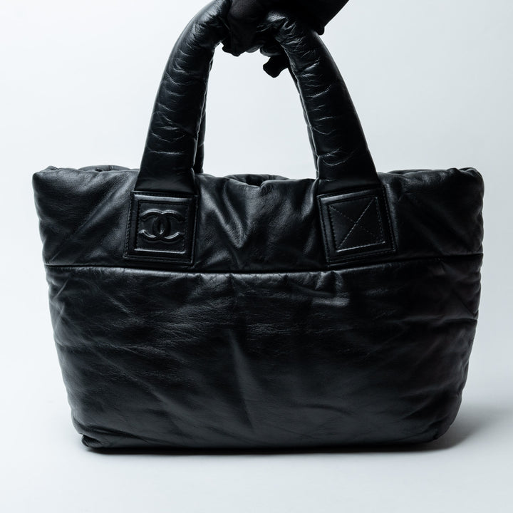 Black Lambskin Leather Medium Coco Cocoon Tote Bag. (view 7)