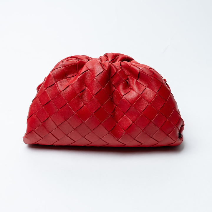 Red Intrecciato Leather Mini Pouch. (view 2)