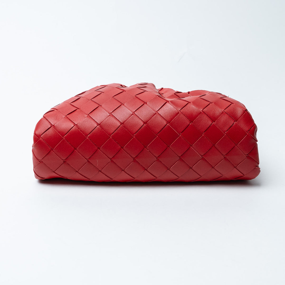 Red Intrecciato Leather Mini Pouch. (view 4)