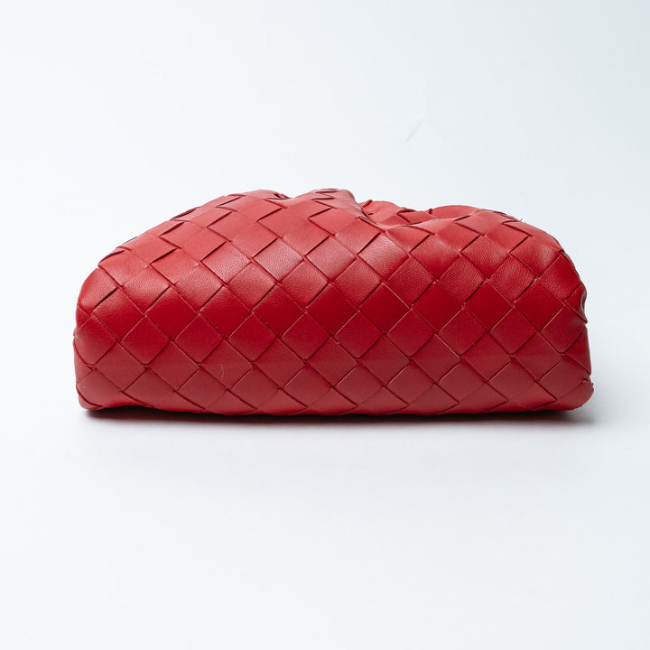 Red Intrecciato Leather Mini Pouch. (view 4)
