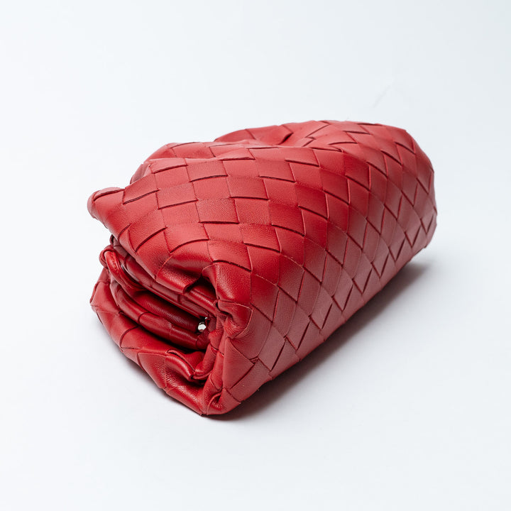 Red Intrecciato Leather Mini Pouch. (view 5)