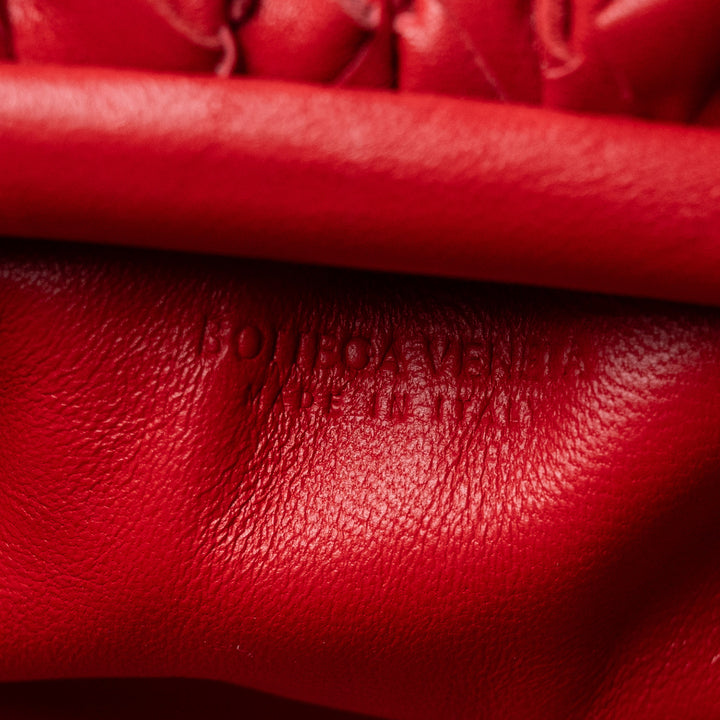 Red Intrecciato Leather Mini Pouch. (view 7)