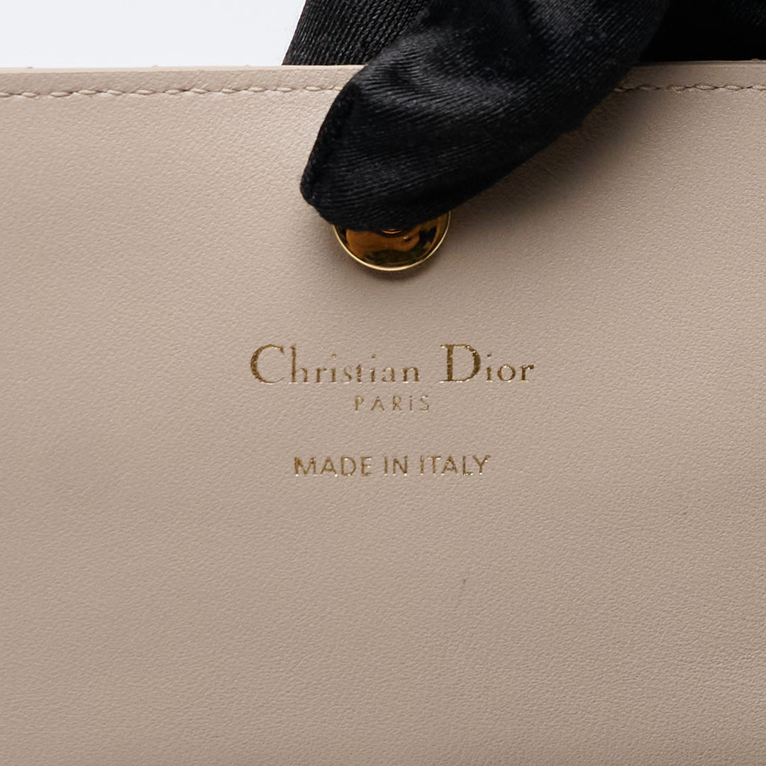 Beige Cannage Leather Caro Long Wallet. (view 9)