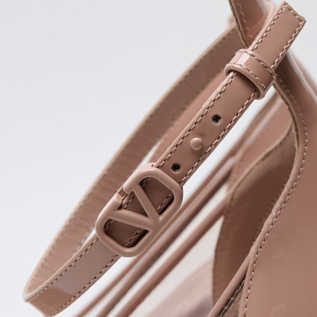 Valentino Garavani Nude Patent Leather Tan-Go Platform Pumps. (view 4)