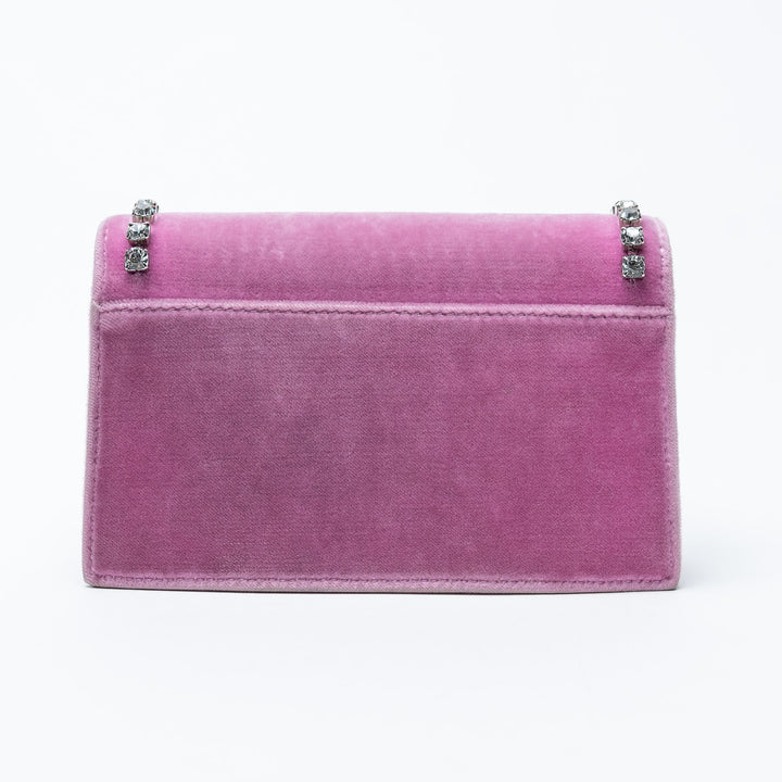 Pink Velvet Small Dionysus Chain Shoulder Bag. (view 2)