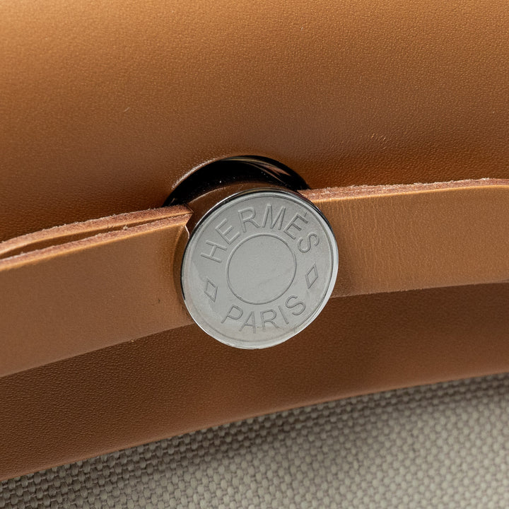 Ecru Canvas and Tan Leather Herbag 31 with Twilly. (view 6)