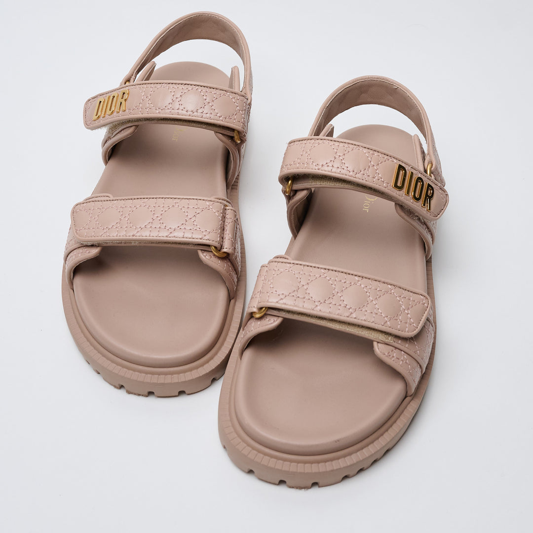 Nude Pink Calfskin Leather Dio(r)evolution Sandals. (front)