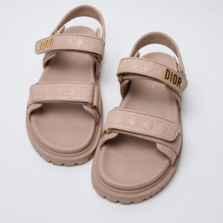 Nude Pink Calfskin Leather Dio(r)evolution Sandals. (front)