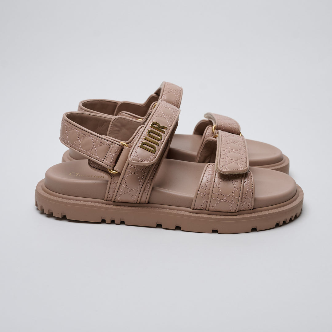 Nude Pink Calfskin Leather Dio(r)evolution Sandals. (view 2)