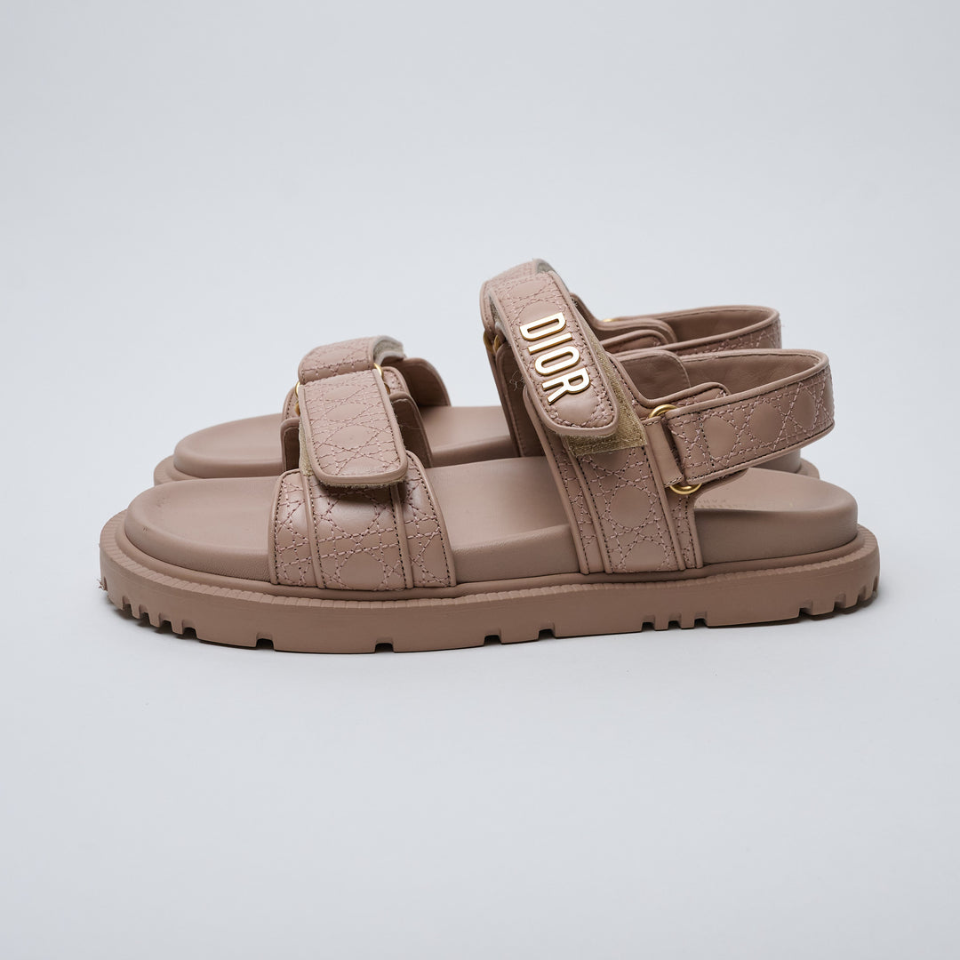 Nude Pink Calfskin Leather Dio(r)evolution Sandals. (view 4)