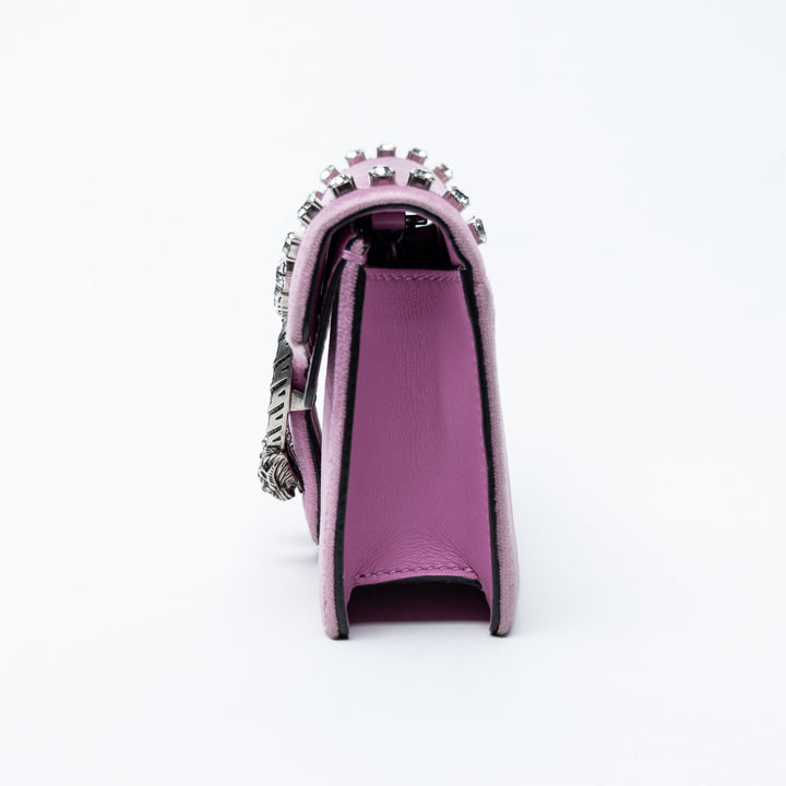 Pink Velvet Small Dionysus Chain Shoulder Bag. (view 3)