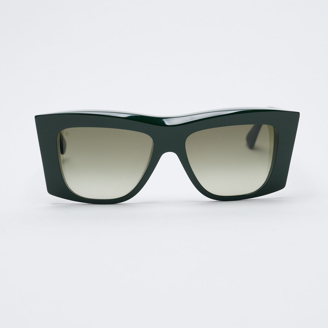 Green Acetate Rectangular Sunglasses. (front)
