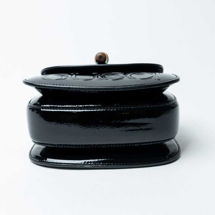 Black Patent Leather Bamboo 1947 Top Handle Bag. (view 4)