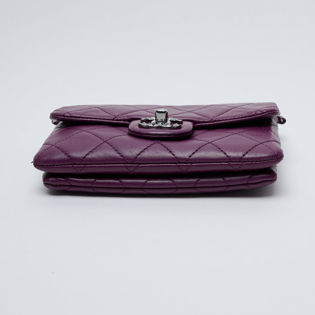 Purple Lambskin Leather Quilted Mini Flap Bag. (view 3)
