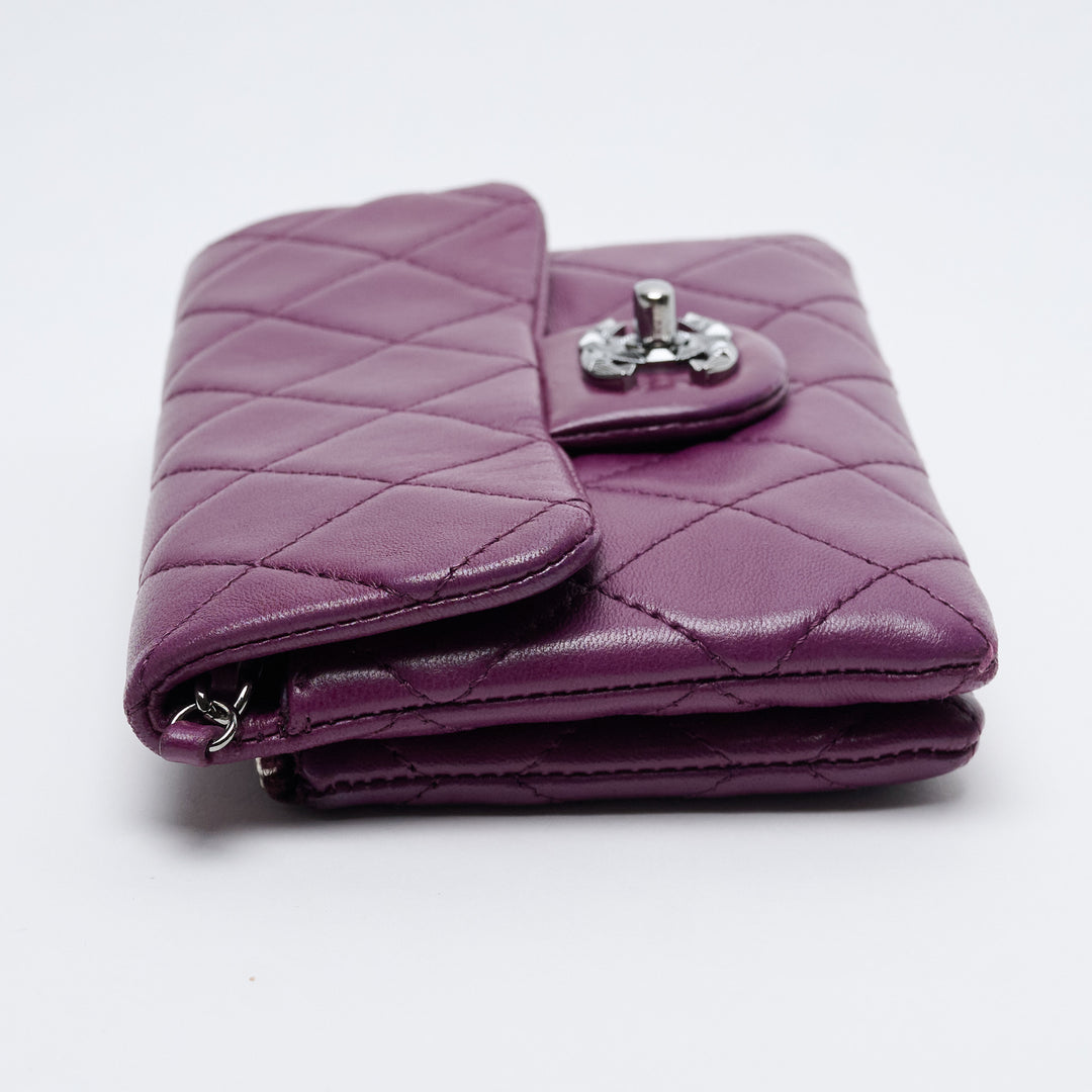 Purple Lambskin Leather Quilted Mini Flap Bag. (view 5)