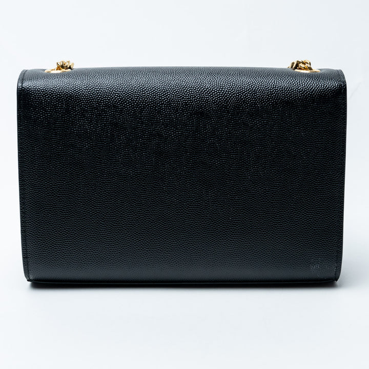 Black Grained Calfskin Leather Small Kate Chain Bag. (view 2)