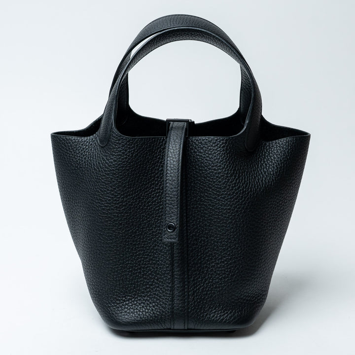 So Black Clemence Leather Picotin 18. (front)