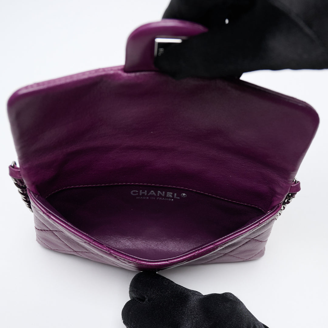 Purple Lambskin Leather Quilted Mini Flap Bag. (view 8)