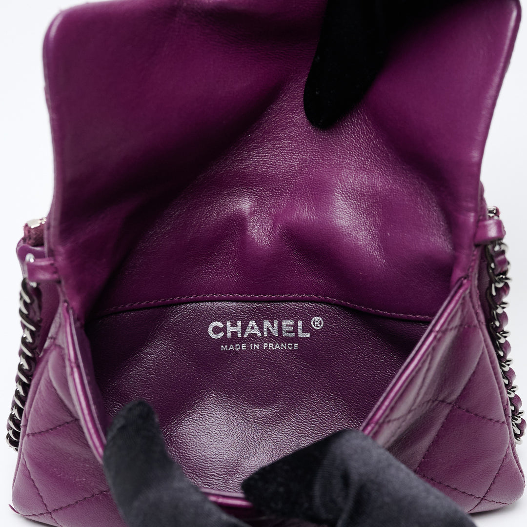 Purple Lambskin Leather Quilted Mini Flap Bag. (view 9)