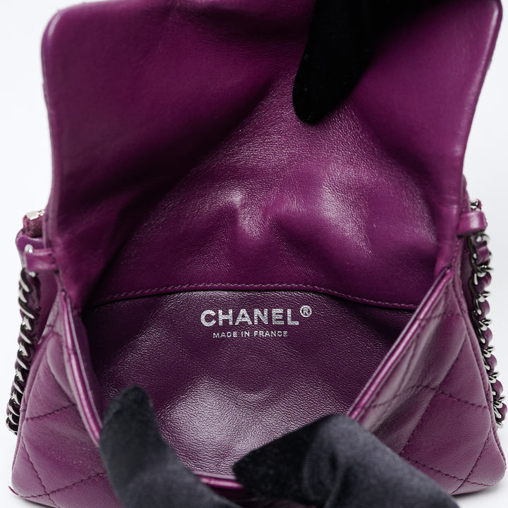 Purple Lambskin Leather Quilted Mini Flap Bag. (view 9)