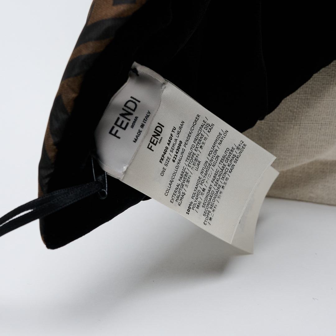 Brown FF Zucca Nylon Puffer Scarf. (view 5)