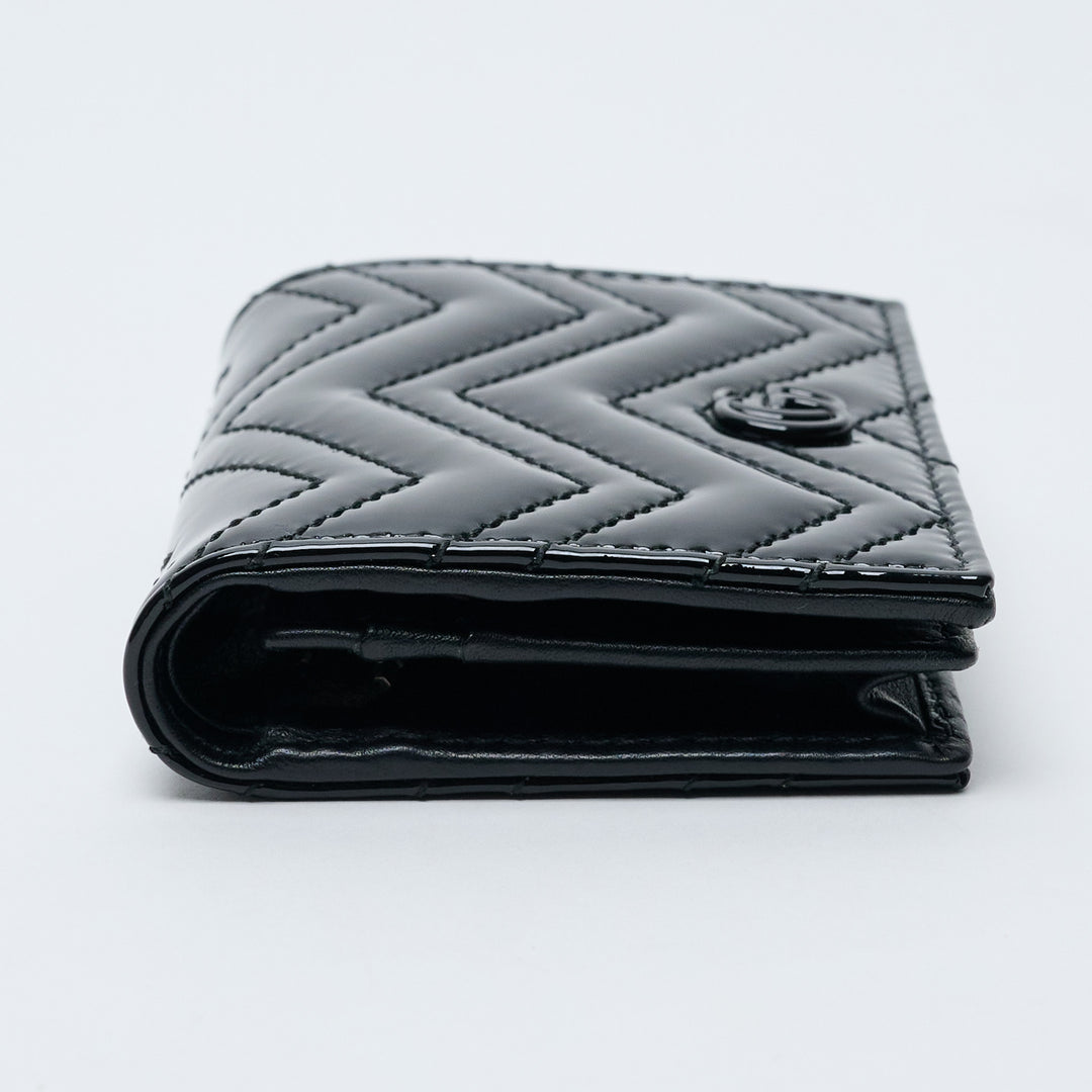 Black Patent Leather GG Marmont Matelassé Wallet. (view 3)