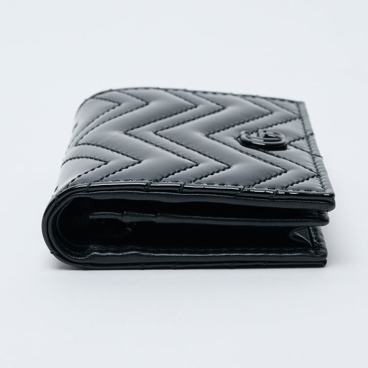 Black Patent Leather GG Marmont Matelassé Wallet. (view 3)