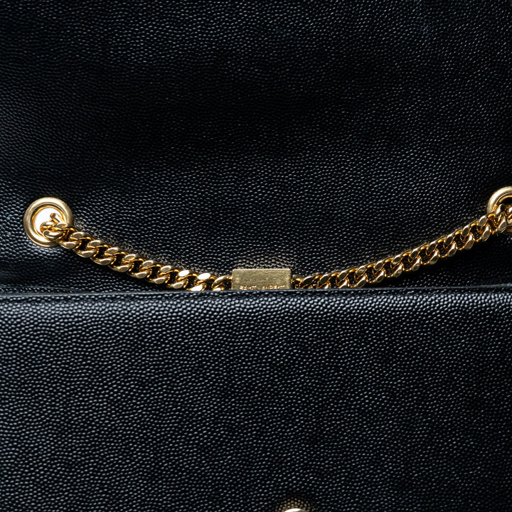 Black Grained Calfskin Leather Small Kate Chain Bag. (view 6)