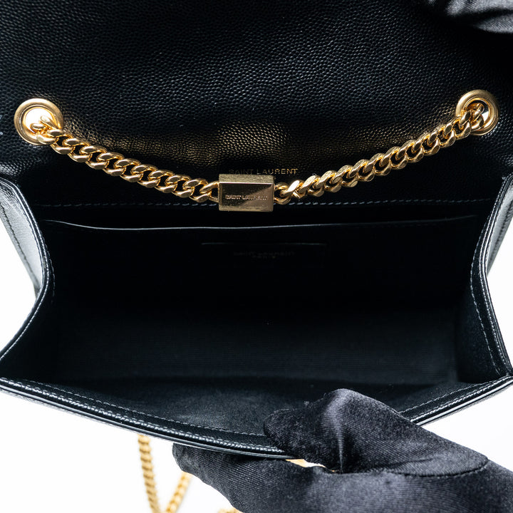 Black Grained Calfskin Leather Small Kate Chain Bag. (view 7)
