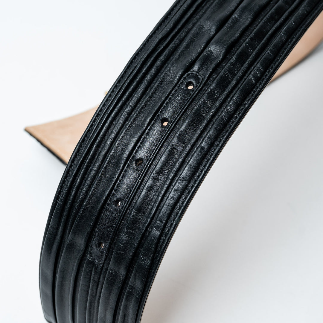 Black Pleated Lambskin Leather B-Belt. (view 4)