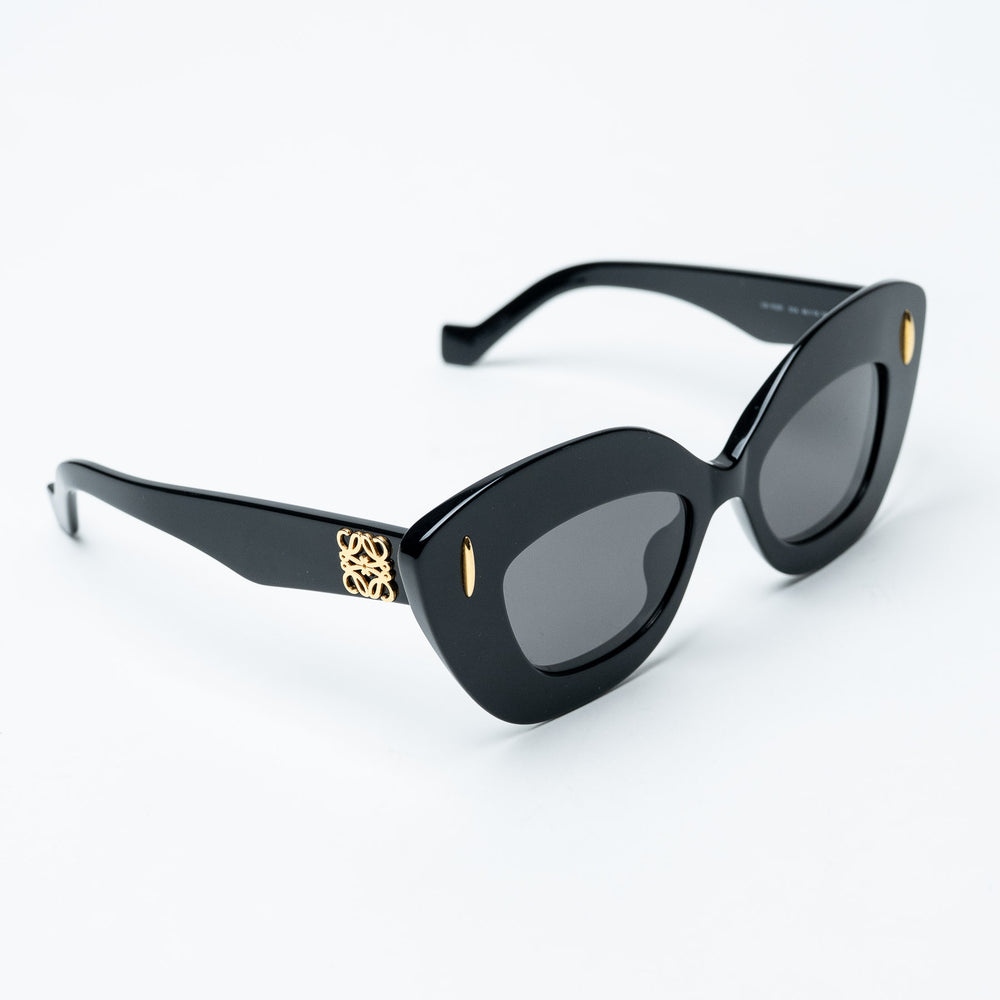 Black Acetate Anagram Cat-Eye Sunglasses. (view 2)