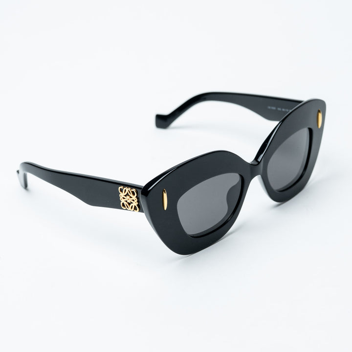 Black Acetate Anagram Cat-Eye Sunglasses. (view 2)