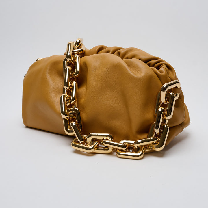 Caramel Nappa Leather The Chain Pouch. (front)
