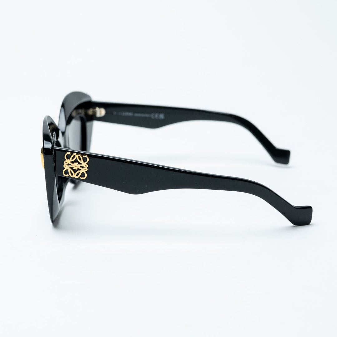 Black Acetate Anagram Cat-Eye Sunglasses. (view 4)
