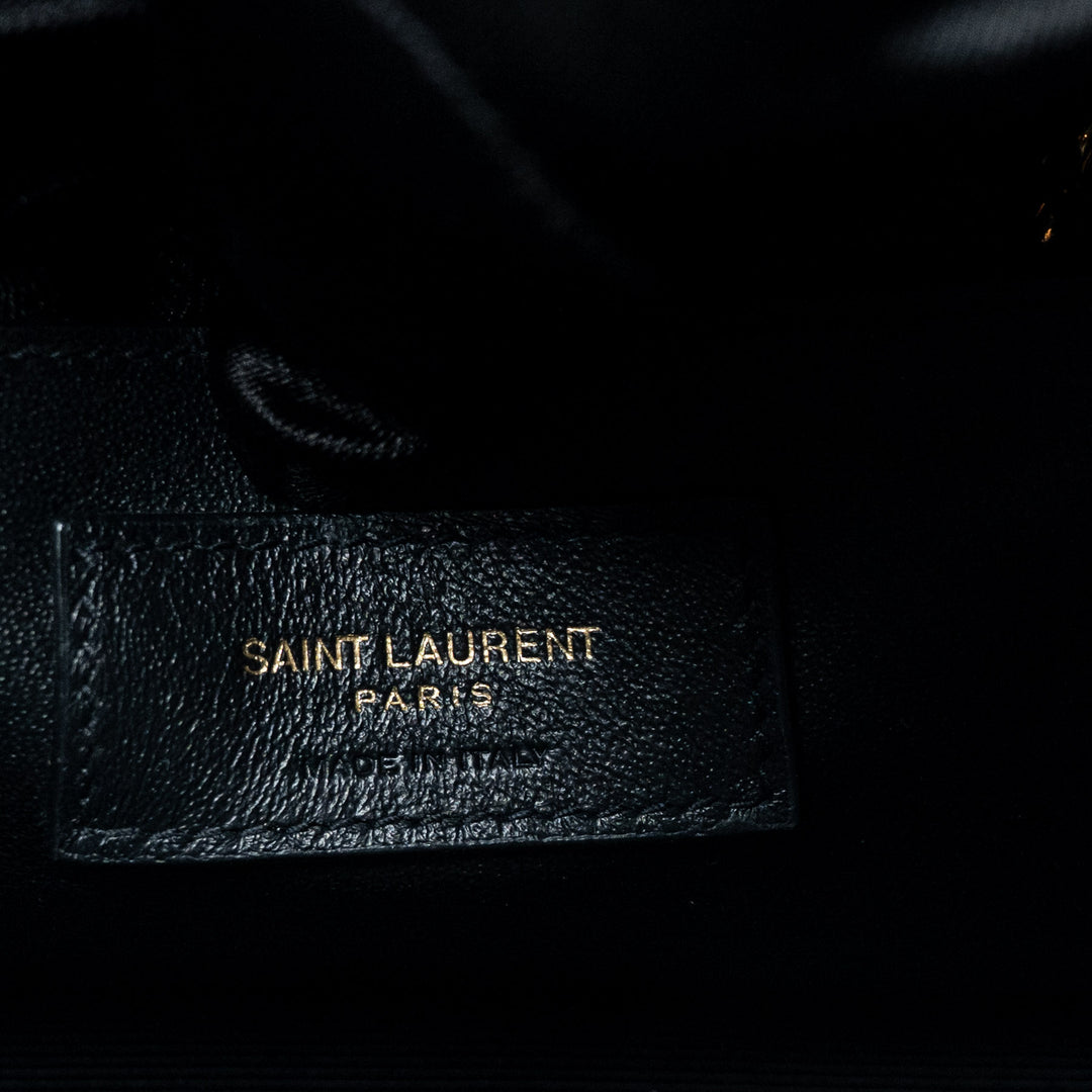 Black Grained Calfskin Leather Small Kate Chain Bag. (view 8)