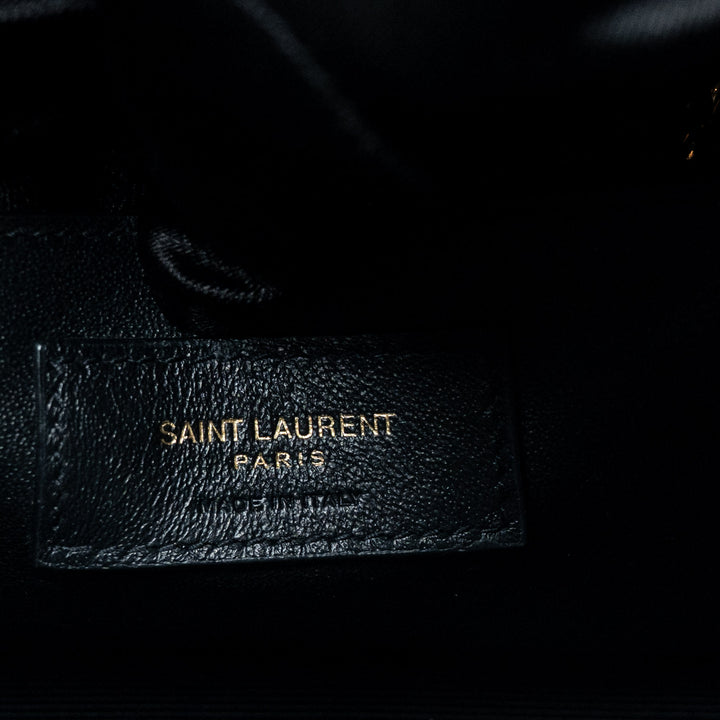 Black Grained Calfskin Leather Small Kate Chain Bag. (view 8)