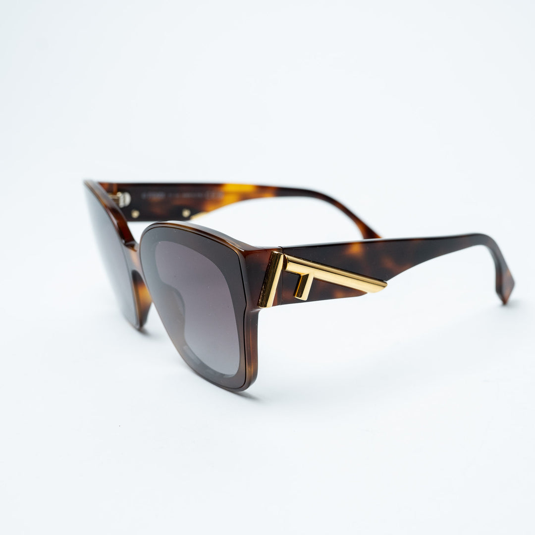 Tortoiseshell Acetate Fendi First Cat-Eye Sunglasses. (view 3)