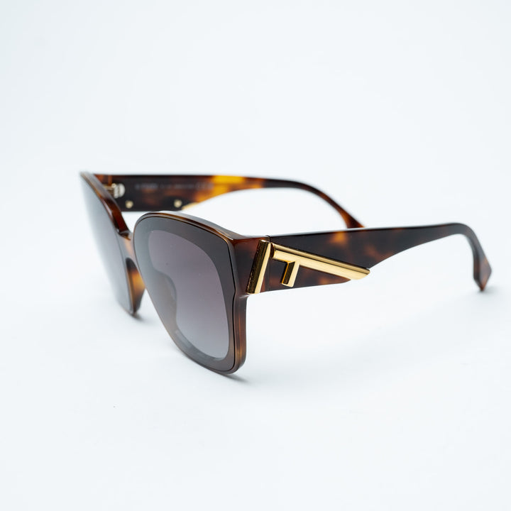 Tortoiseshell Acetate Fendi First Cat-Eye Sunglasses. (view 3)