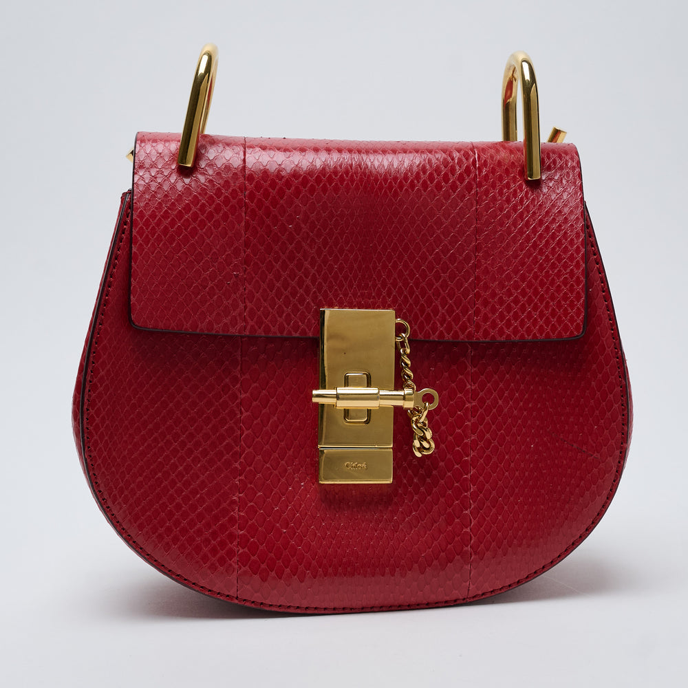 Red Python Small Drew Bag. (view 2)