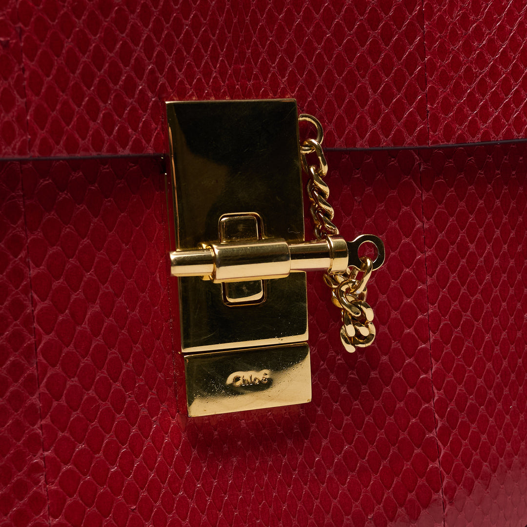 Red Python Small Drew Bag. (view 3)