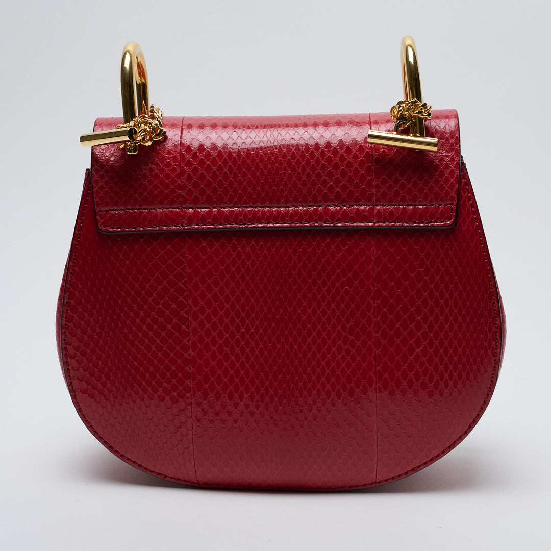Red Python Small Drew Bag. (view 4)