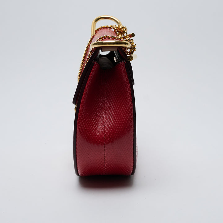 Red Python Small Drew Bag. (view 5)