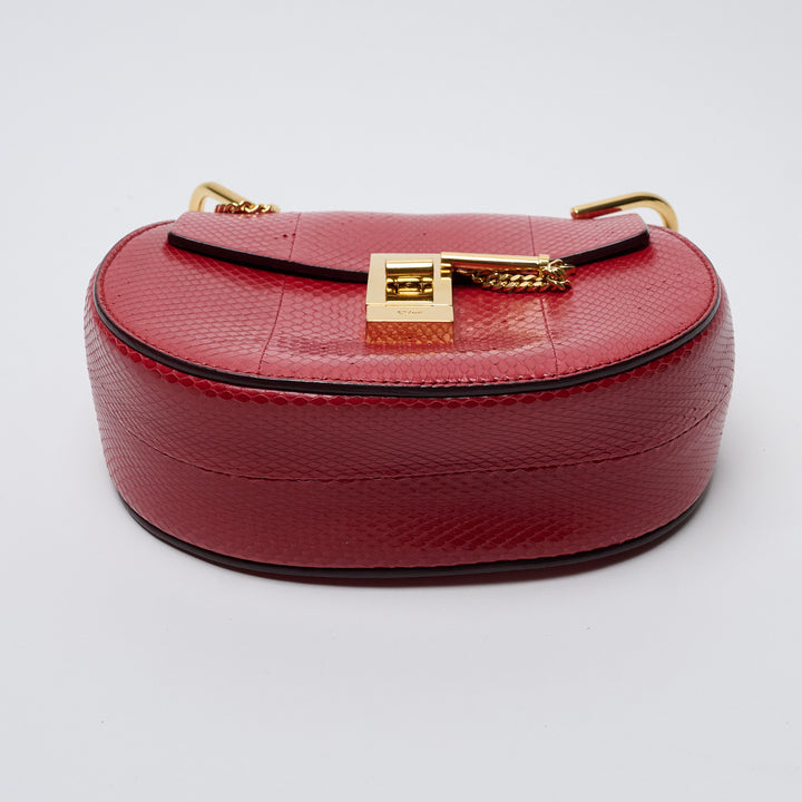 Red Python Small Drew Bag. (view 6)