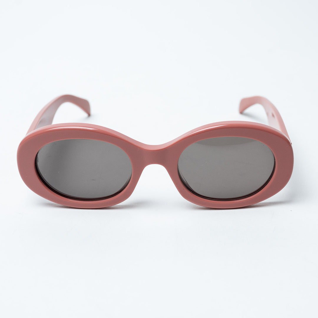 Pink Acetate Triomphe Oval Sunglasses. (front)