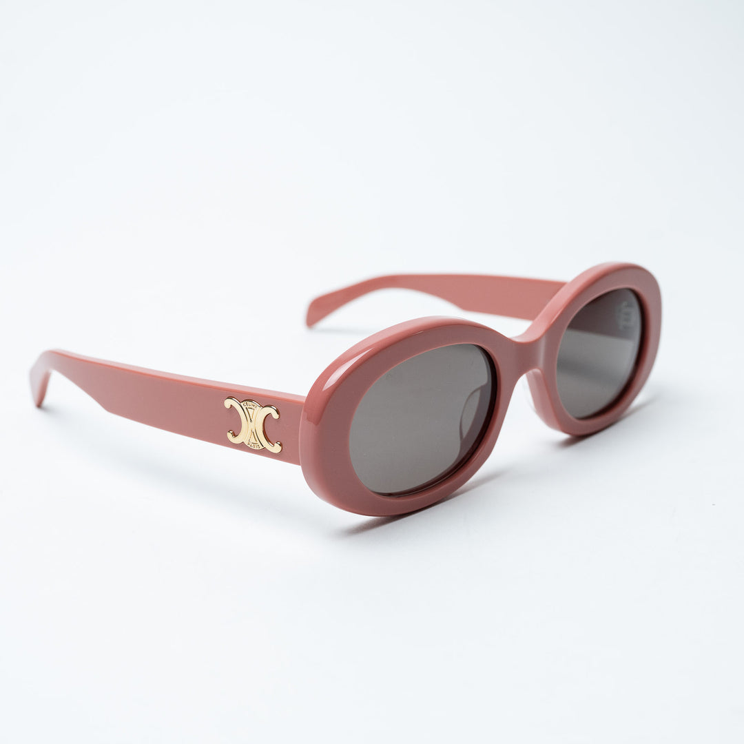 Pink Acetate Triomphe Oval Sunglasses. (view 2)