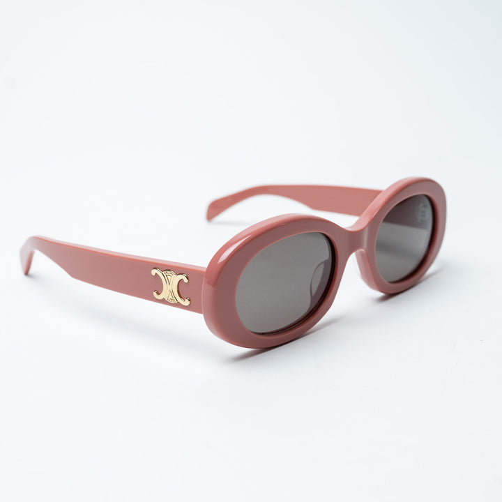 Pink Acetate Triomphe Oval Sunglasses. (view 2)