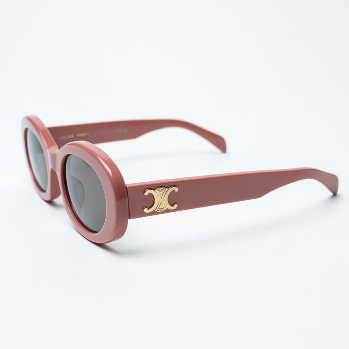 Pink Acetate Triomphe Oval Sunglasses. (view 3)