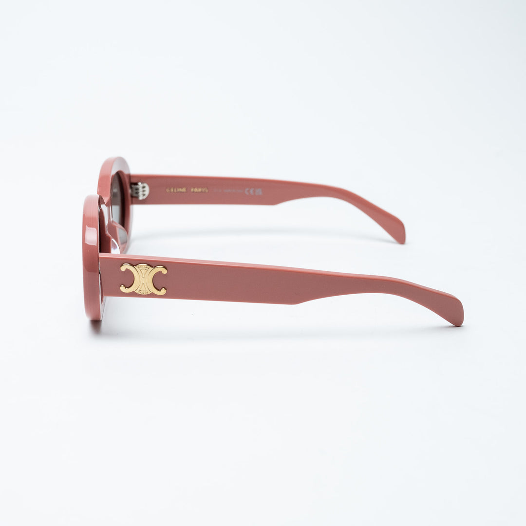 Pink Acetate Triomphe Oval Sunglasses. (view 4)