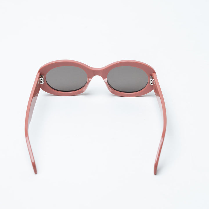 Pink Acetate Triomphe Oval Sunglasses. (view 5)