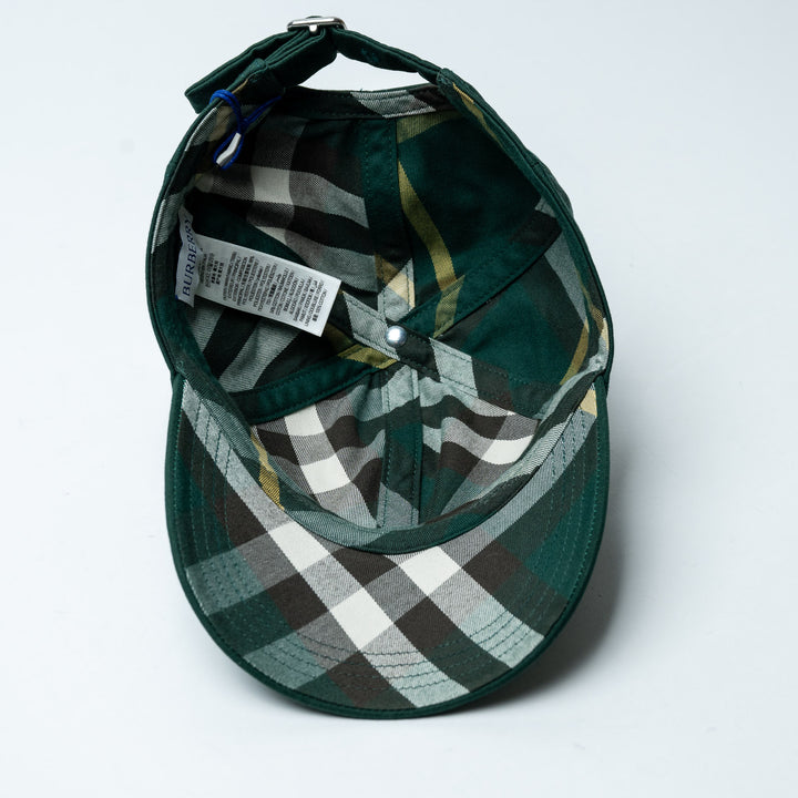 Green Cotton Check Lined Baseball Cap. (view 5)